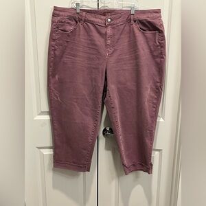 NWT Girlfriend Cuffed Cropped Jeans Shorts Light Purple Pink Plus Size 24 Cotton